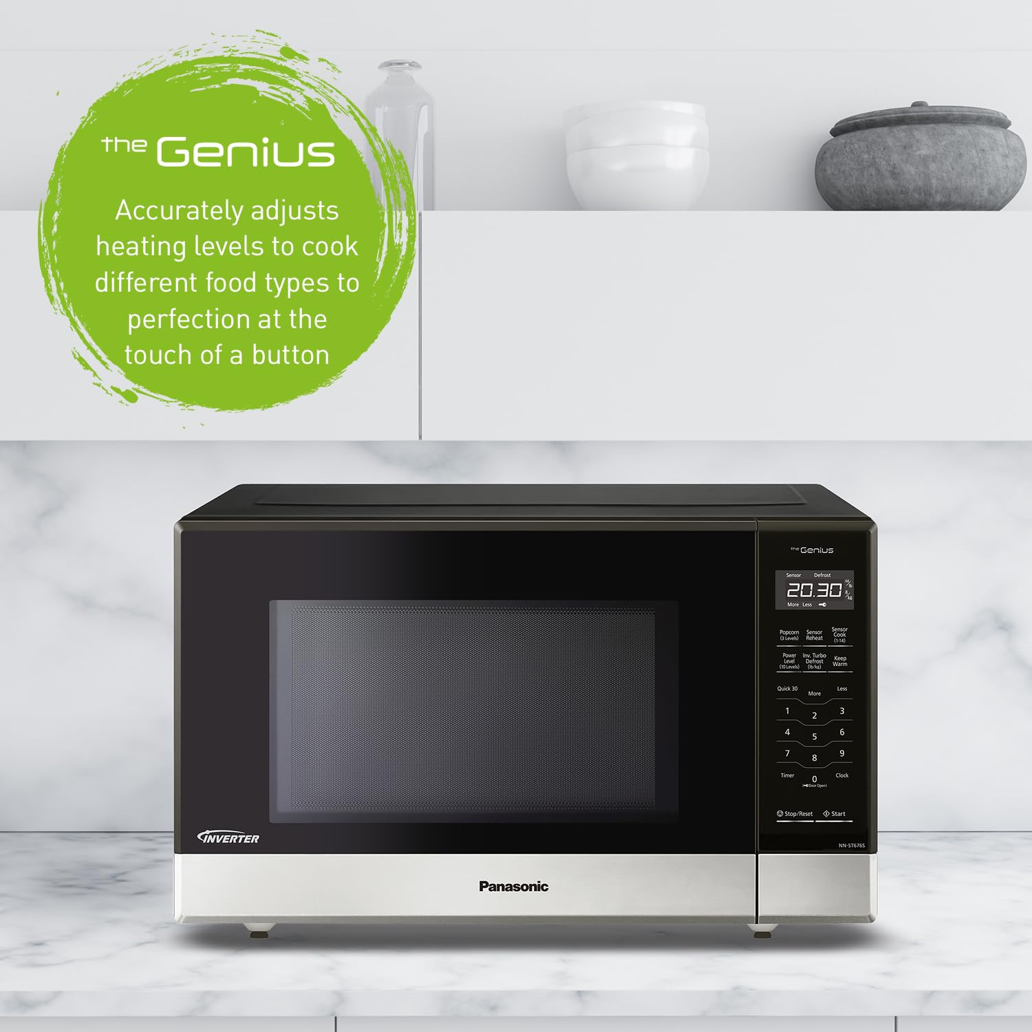 Panasonic NNST676SC Genius Mid-Size Inverter Microwave Oven, 14